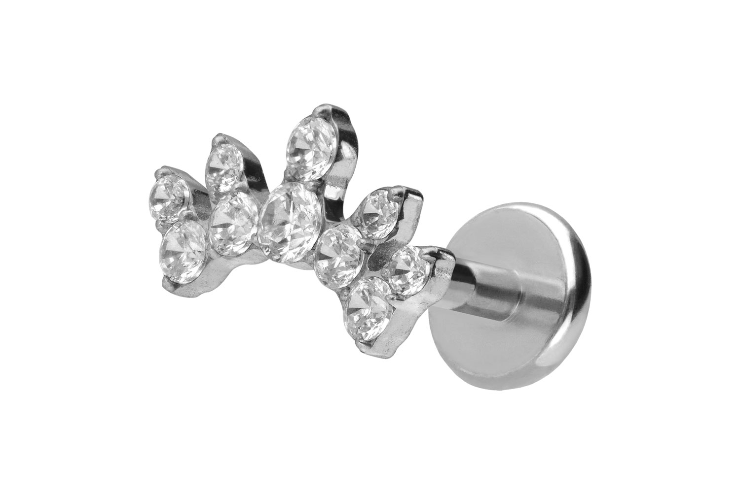 Titan Labret Piercing mit Push Fit KRISTALLBOGEN